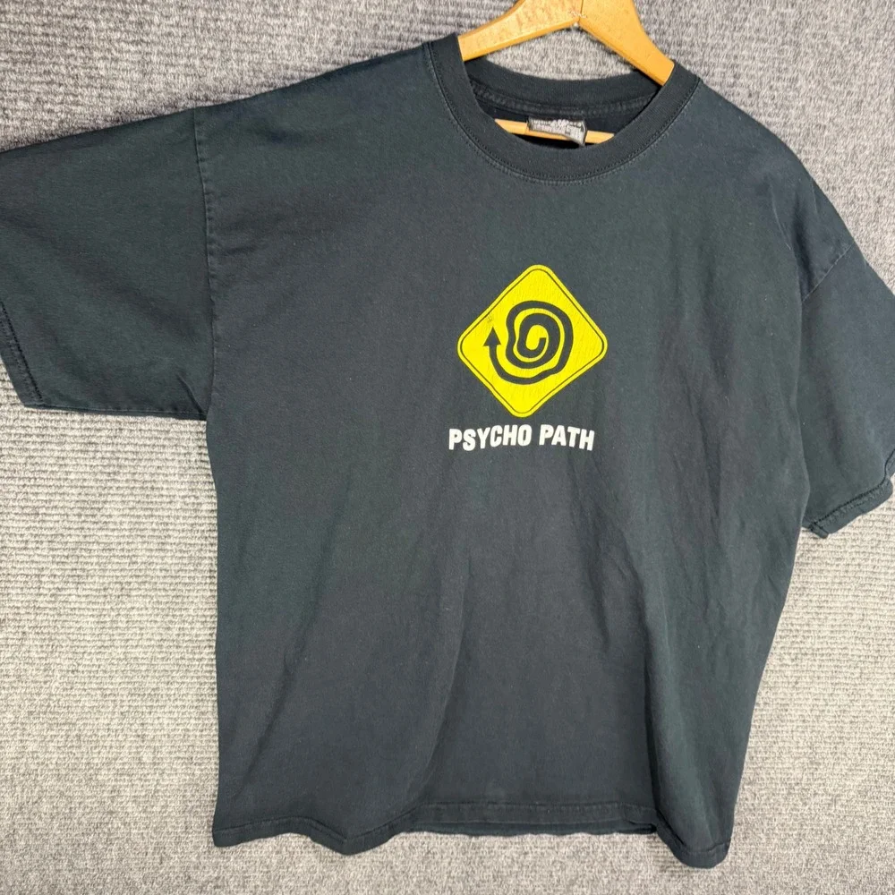 Steve & Barrys Mens XL Black Psycho Path Graphic T-Shirt Cotton Short Sleeve Tee